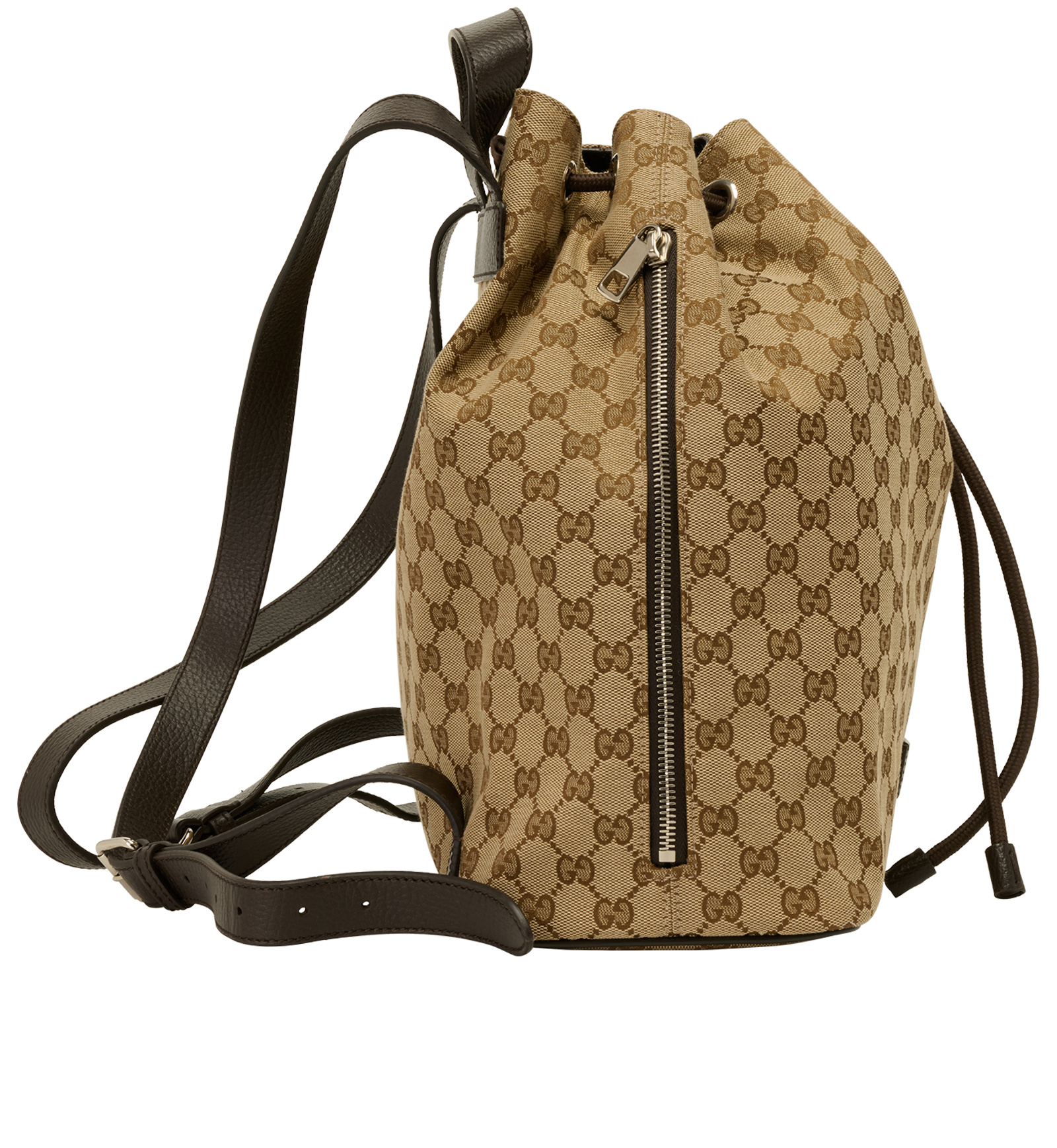 GG Drawstring Backpack, &pound;495, Handbags, Beige/Brown, Canvas, Side view